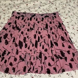 Loft pleated pink floral skirt